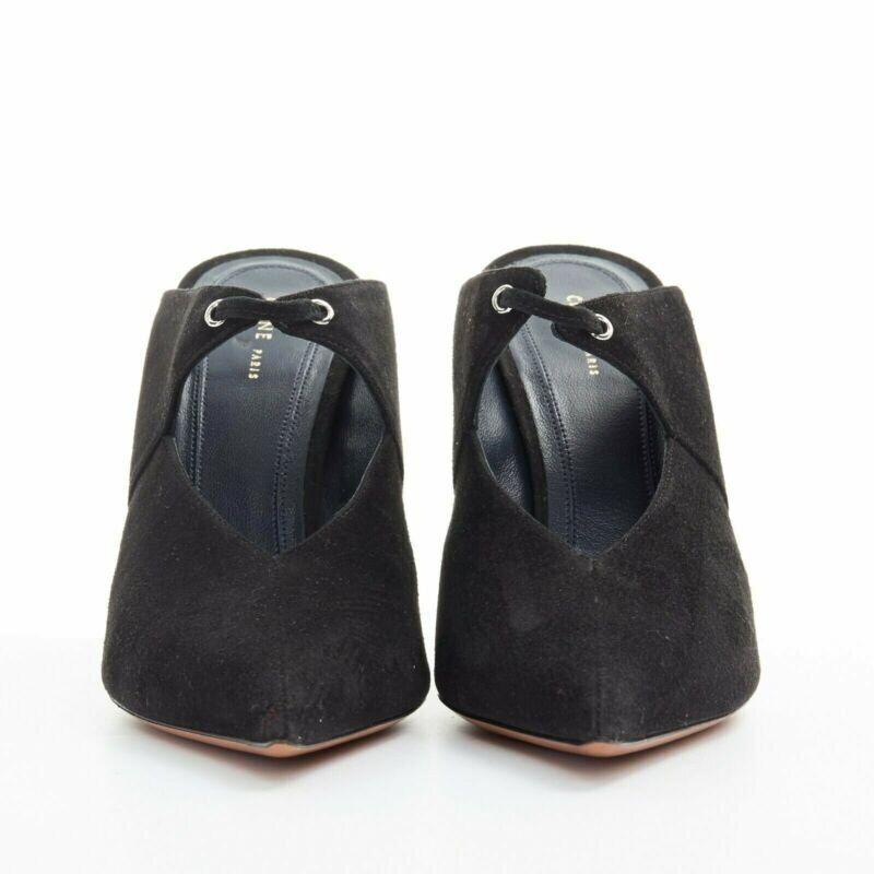 Noir Celine PHILO Babouche On Heel 105 mule en daim noir à bout pointu avec découpe EU36 en vente