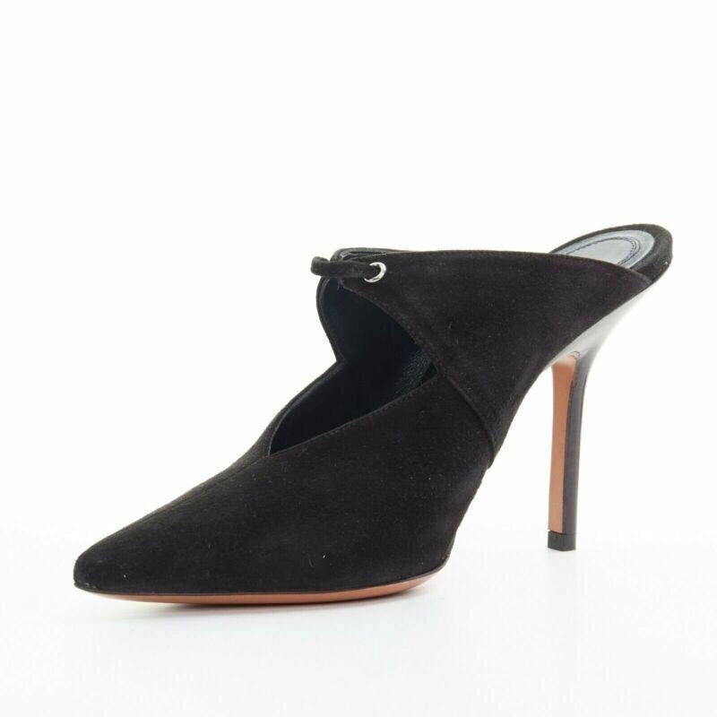 Celine PHILO Babouche On Heel 105 mule en daim noir à bout pointu avec découpe EU36 Neuf - En vente à Hong Kong, NT