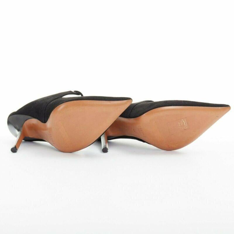 Celine PHILO Babouche On Heel 105 mule en daim noir à bout pointu avec découpe EU36 en vente 1