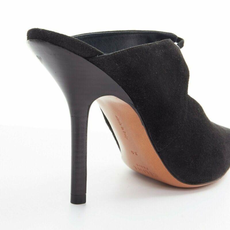 Celine PHILO Babouche On Heel 105 mule en daim noir à bout pointu avec découpe EU36 en vente 4