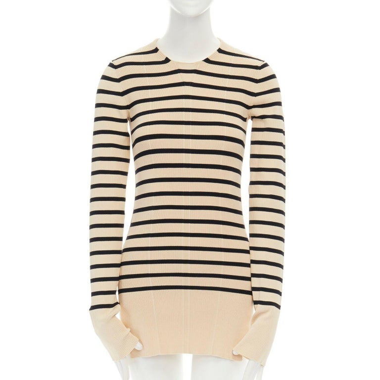 CELINE Phoebe period Striped long sleeve sweater knit 2 3AN0 beige S