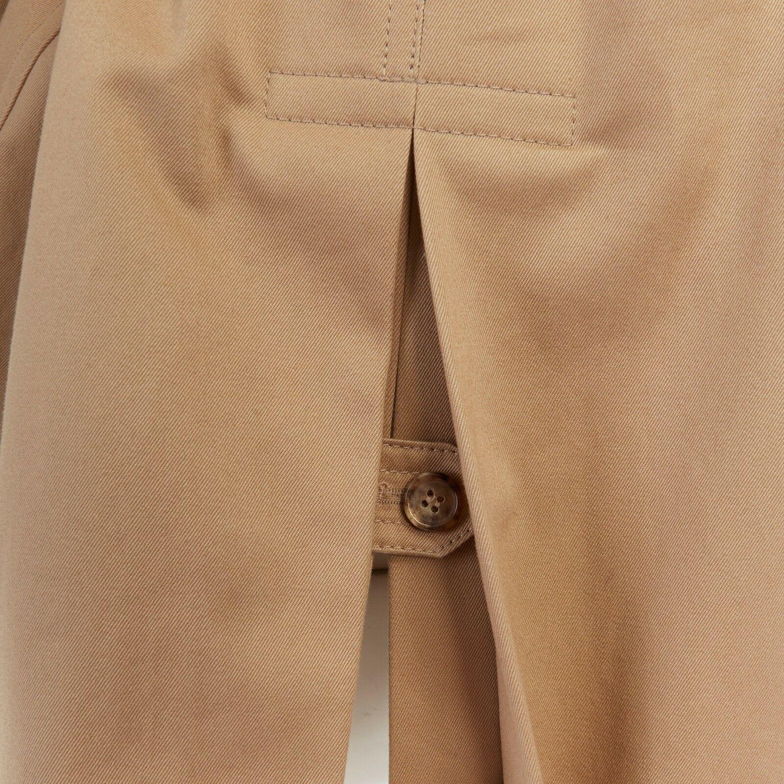 CELINE PHILO beige cotton contrast collar round shoulder belted trench coat  XS 6