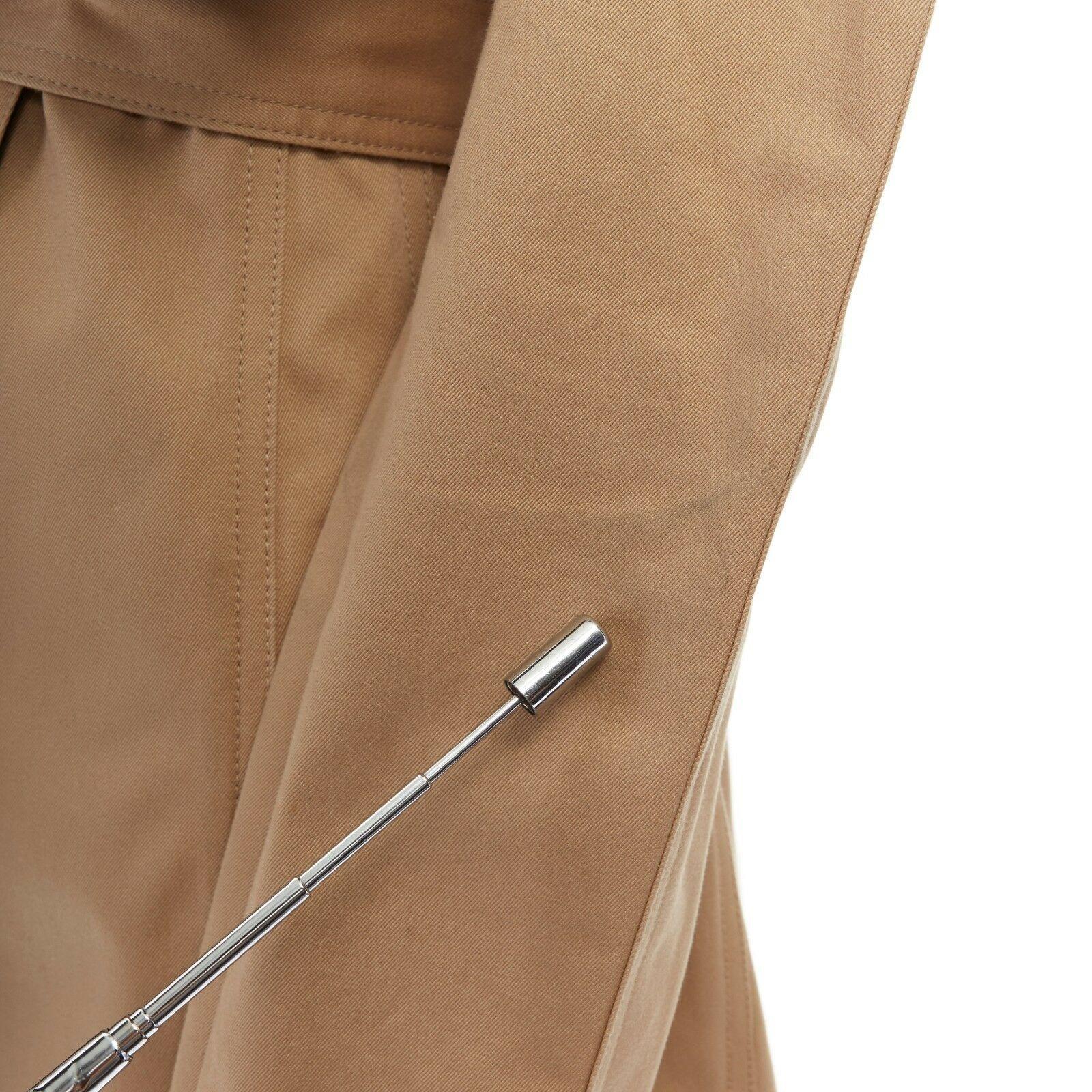 CELINE PHILO beige cotton contrast collar round shoulder belted trench coat  XS 3