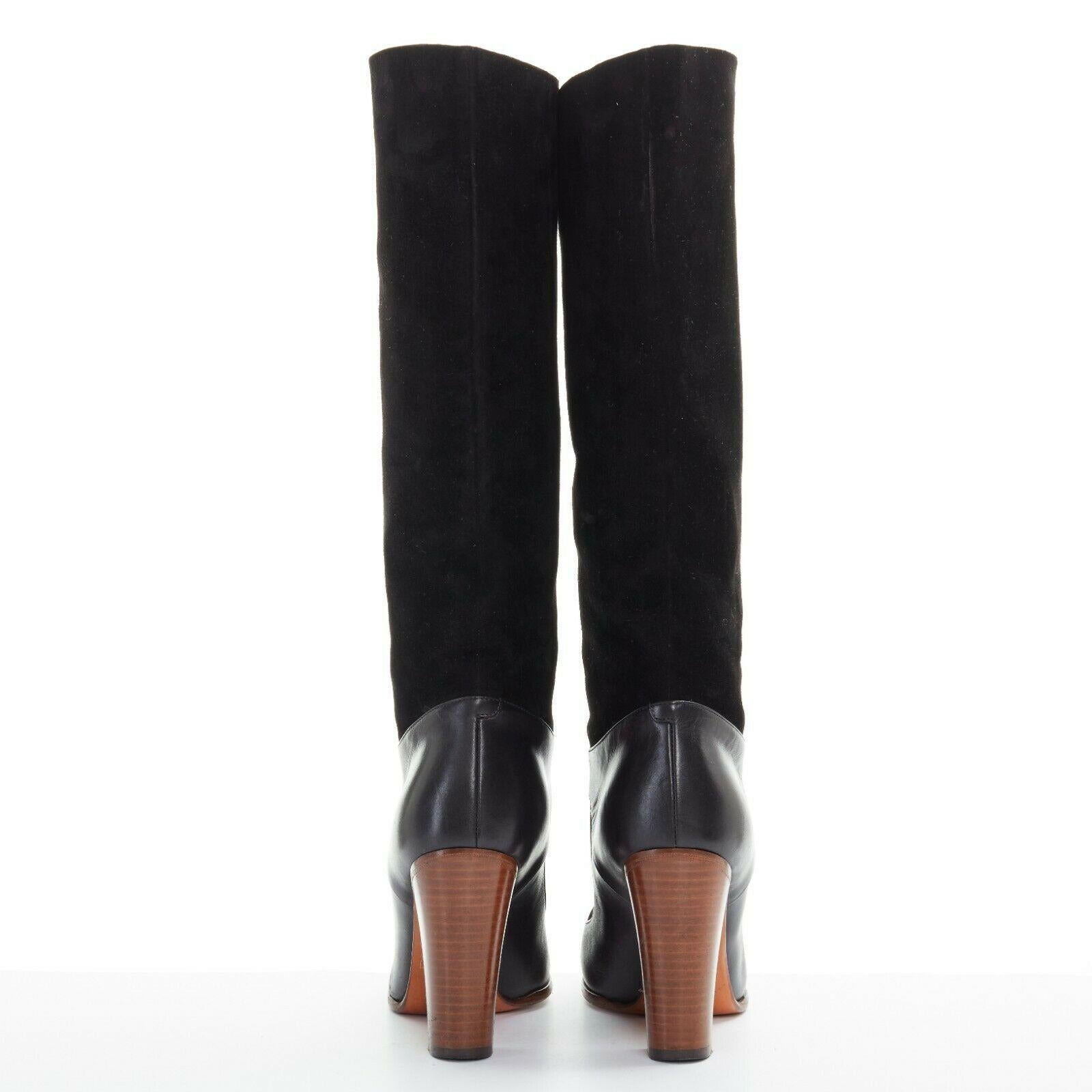 black boots with wooden heel