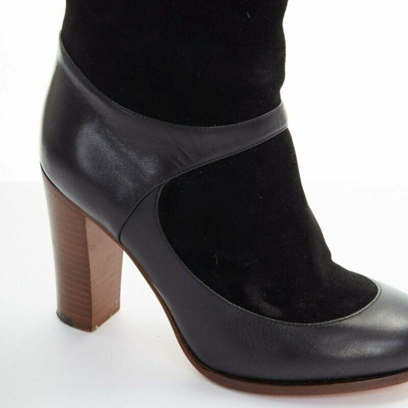 Céline Philo - Bottes à talons hauts en daim noir avec bride à la cheville, EU35,5 en vente 3