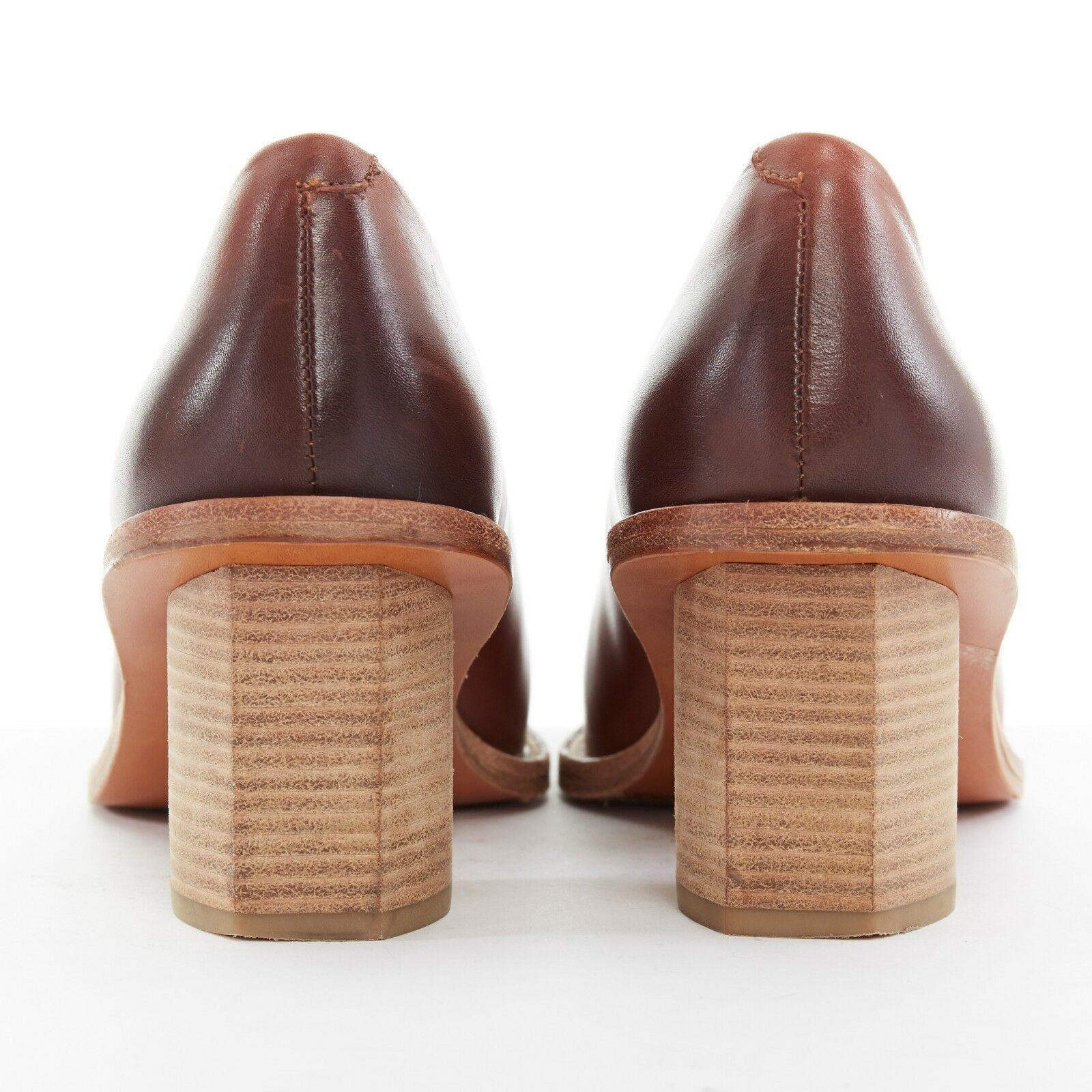 leather stacked heel