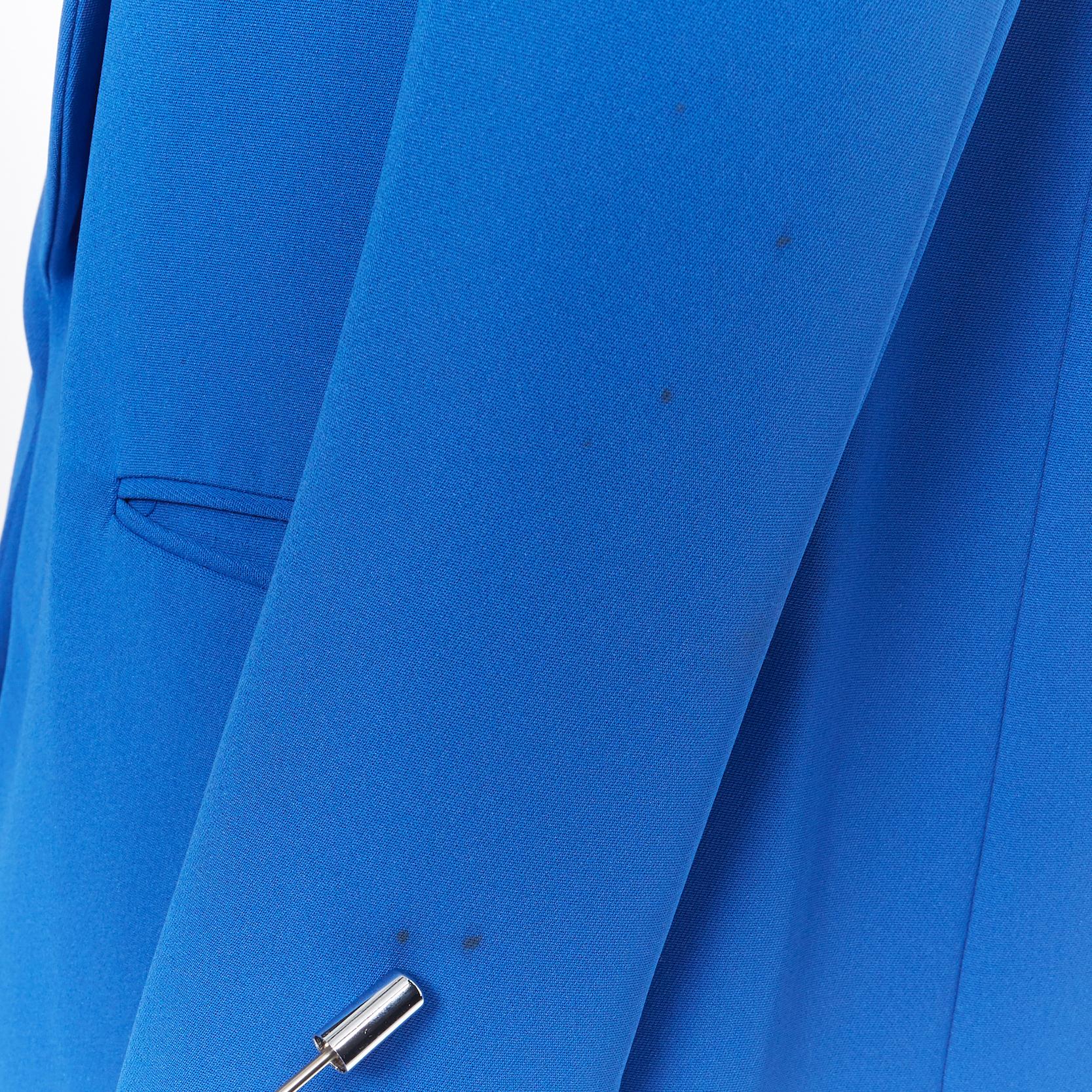 CELINE PHOEBE PHILO 100% silk cobalt blut shawl collar blazer jacket FR36 S 2