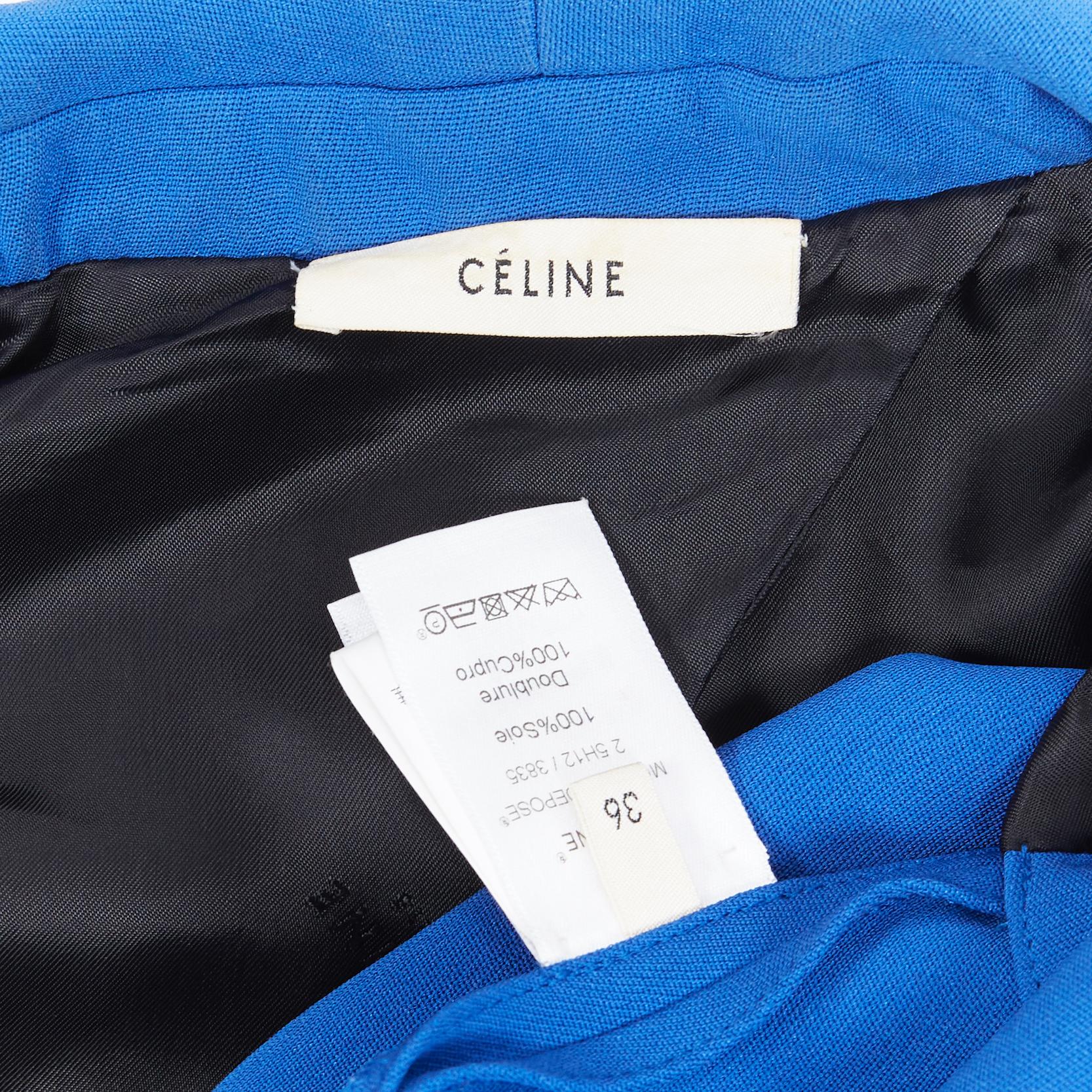 CELINE PHOEBE PHILO 100% silk cobalt blut shawl collar blazer jacket FR36 S 3