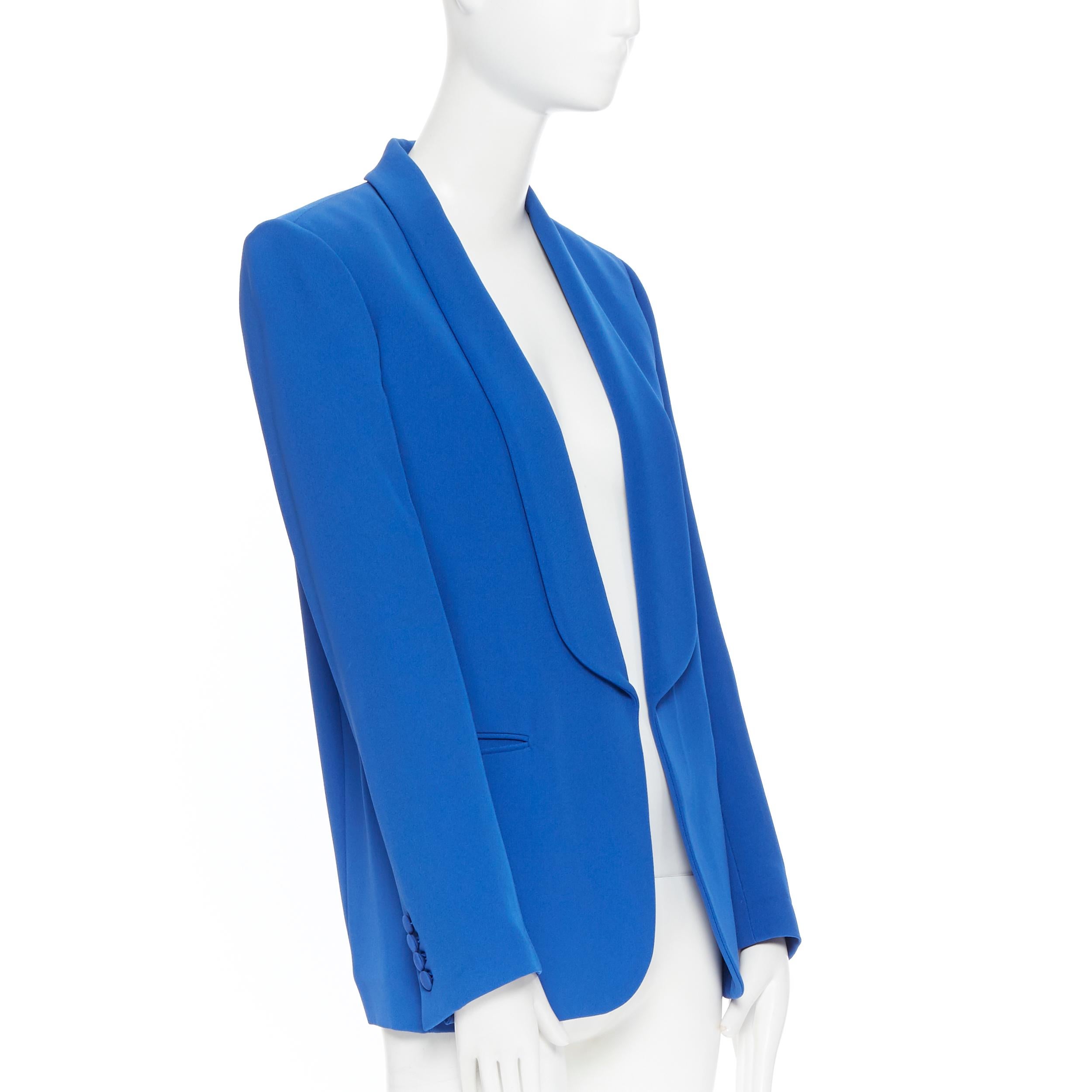 Blu Celine Phoebe Philo, giacca blazer con collo a scialle in 100% seta cobalto FR36 S