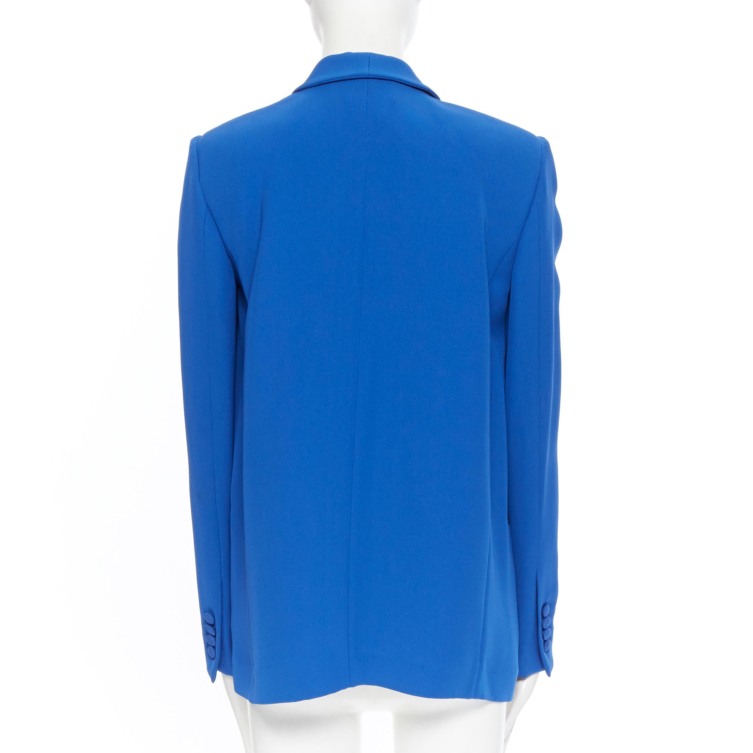 Donna Celine Phoebe Philo, giacca blazer con collo a scialle in 100% seta cobalto FR36 S