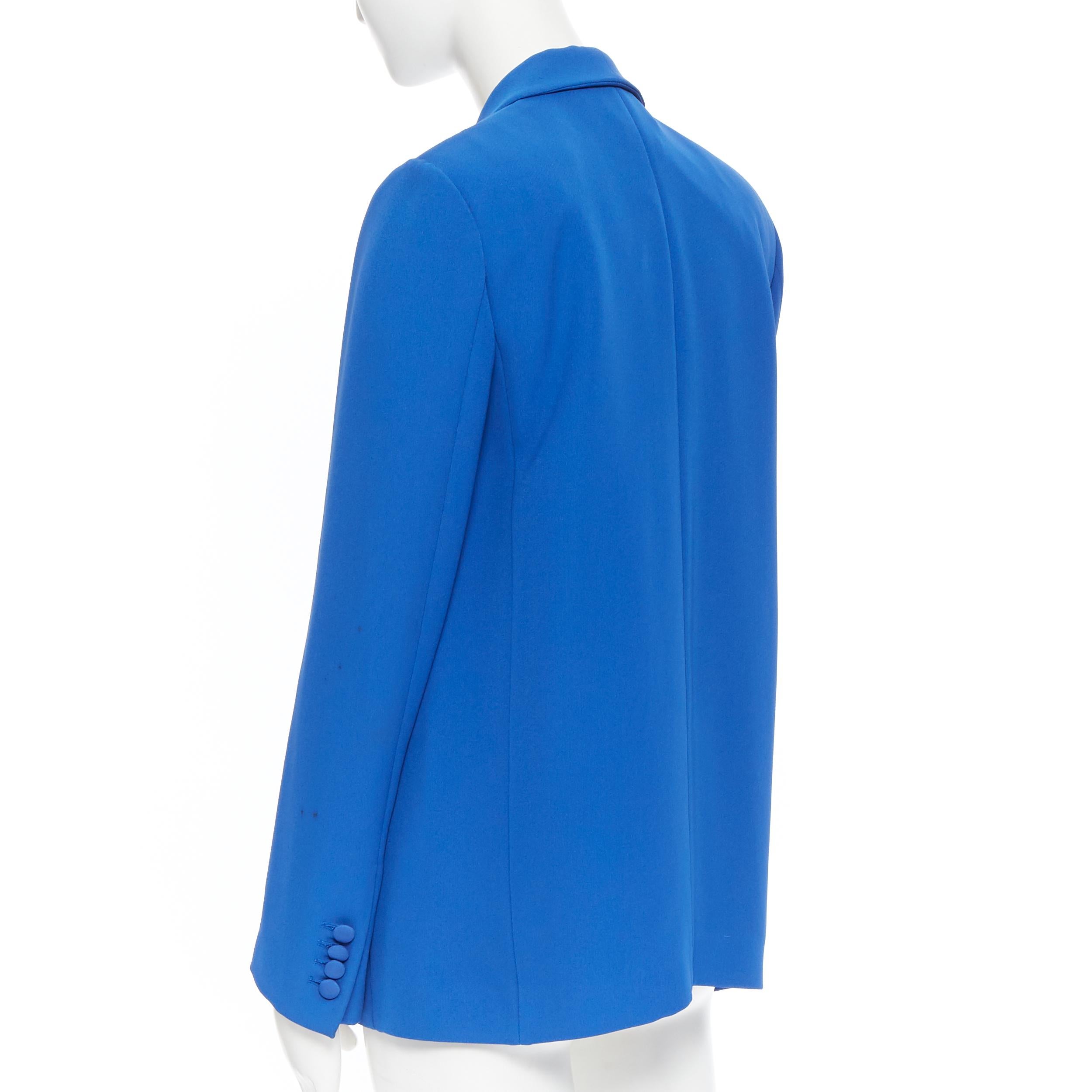 Blue CELINE PHOEBE PHILO 100% silk cobalt blut shawl collar blazer jacket FR36 S