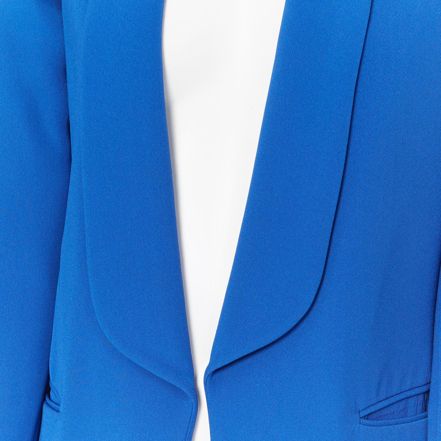 CELINE PHOEBE PHILO 100% silk cobalt blut shawl collar blazer jacket FR36 S In Fair Condition In Hong Kong, NT