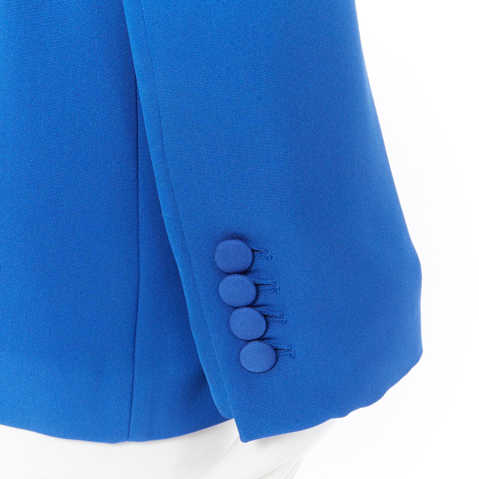 Women's CELINE PHOEBE PHILO 100% silk cobalt blut shawl collar blazer jacket FR36 S