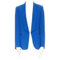 CELINE PHOEBE PHILO 100% silk cobalt blut shawl collar blazer jacket FR36 S