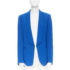 CELINE PHOEBE PHILO 100% silk cobalt blut shawl collar blazer jacket FR36 S