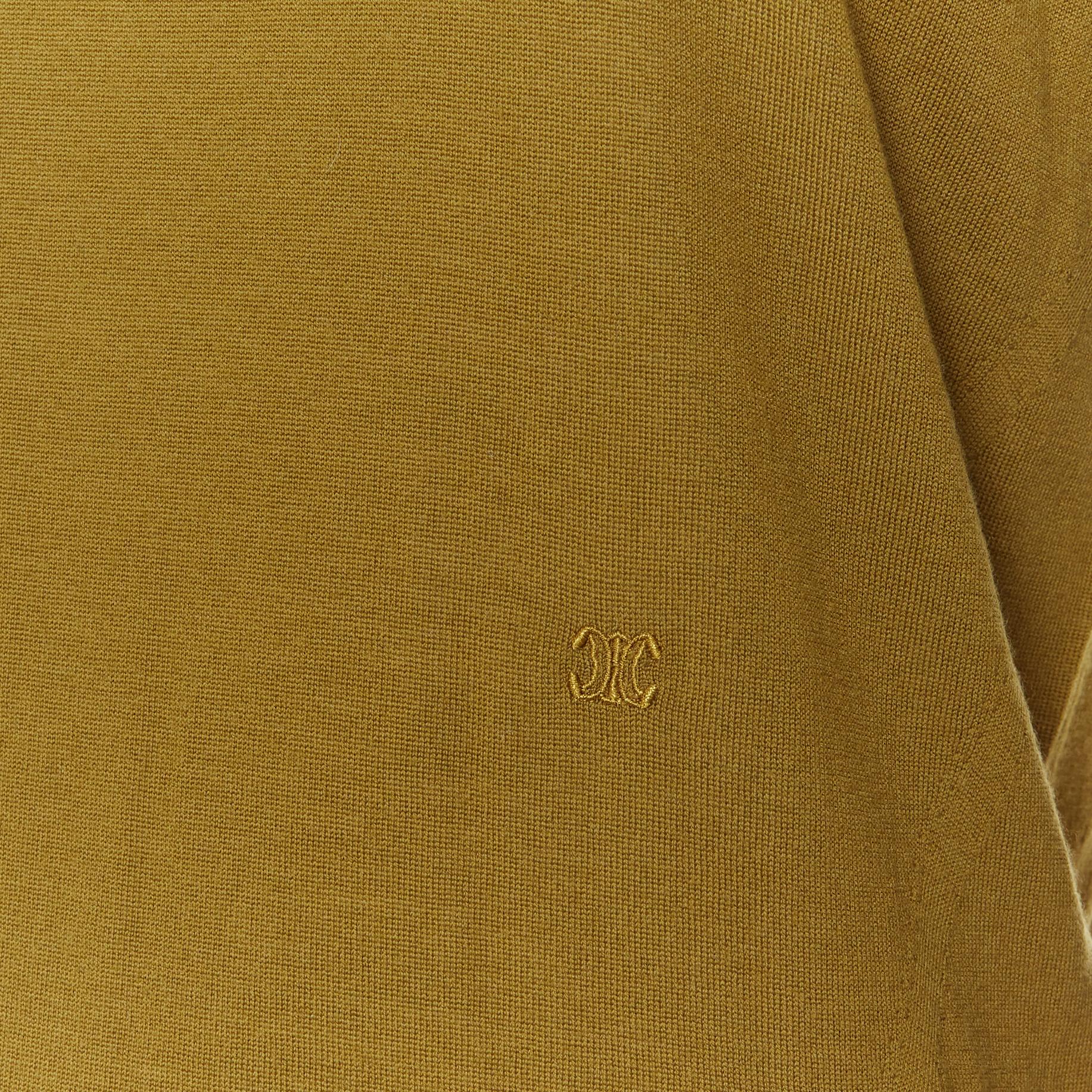 Women's CELINE PHOEBE PHILO 100% wool green vintage logo embroidery cuff sweater XS