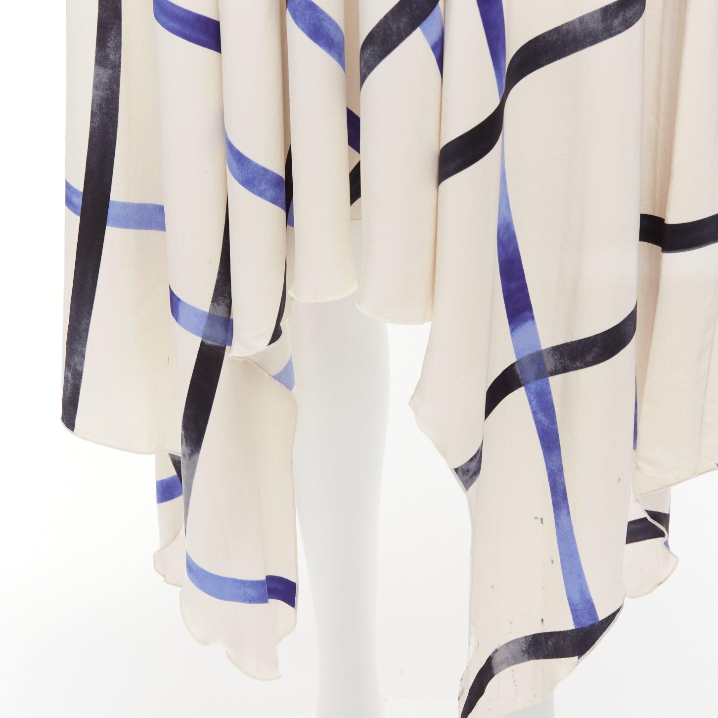 CELINE Phoebe Philo 2014 Runway cream blue 100% silk bias cut dress For Sale 3