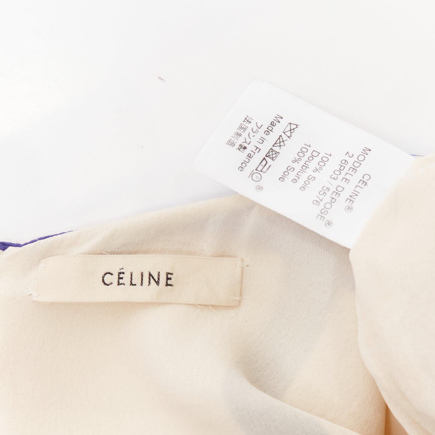 CELINE Phoebe Philo 2014 Runway cream blue 100% silk bias cut dress For Sale 5