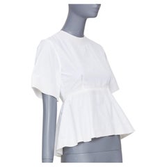 CELINE Phoebe Philo 2016 Peplum-Bluse aus Baumwolle mit verstärkter Klebebandverzierung, Größe FR34 XS