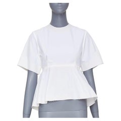 CELINE Phoebe Philo 2016 Peplum-Bluse aus Baumwolle mit verstärkter Klebebandverzierung, Größe FR34 XS