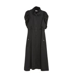 Céline Phoebe Philo 2016 Robe FR40 Schwarz Satin Hochgeschlossenes Kleid UK12 US8 Celine