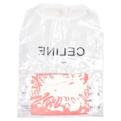 CELINE Phoebe Philo 2018 clear PVC logo pink leather pouch tote bag