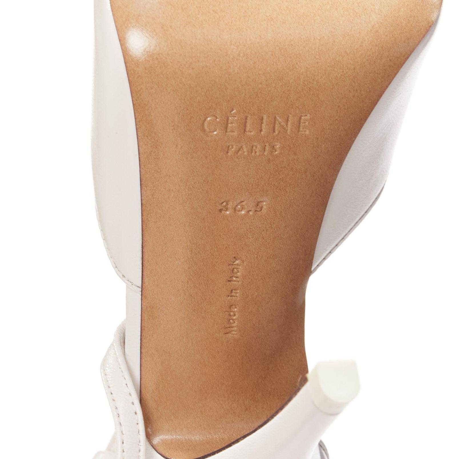 CELINE Phoebe Philo 2018 Night Out white leather T strap ankle pumps EU36.5 For Sale 6