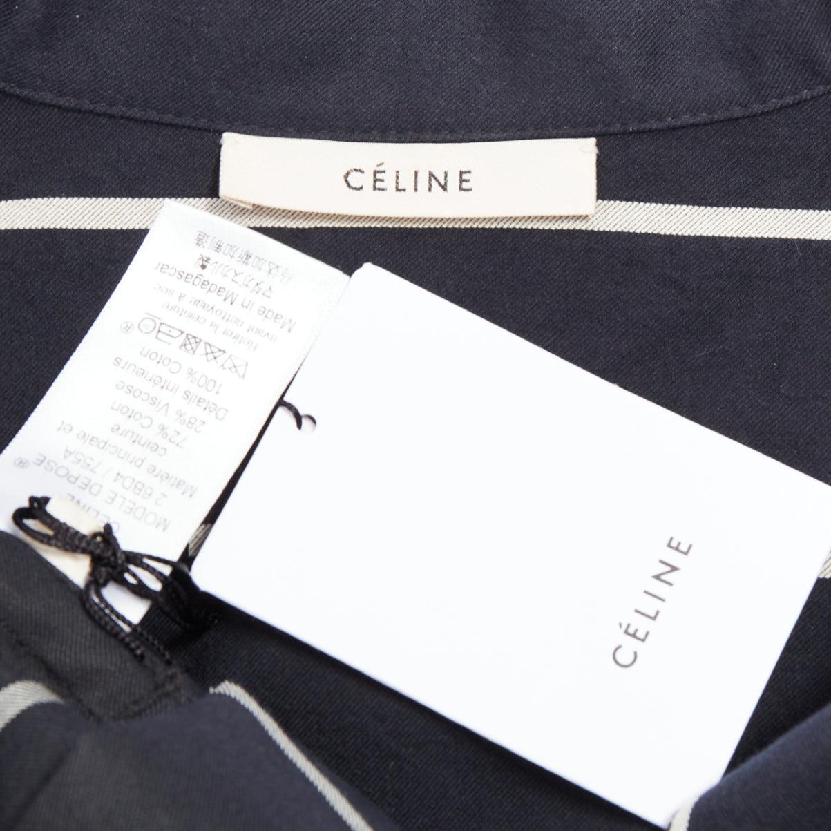 CELINE Phoebe Philo 2018 Runway black vertical stripe belted dress FR34 XS For Sale 3