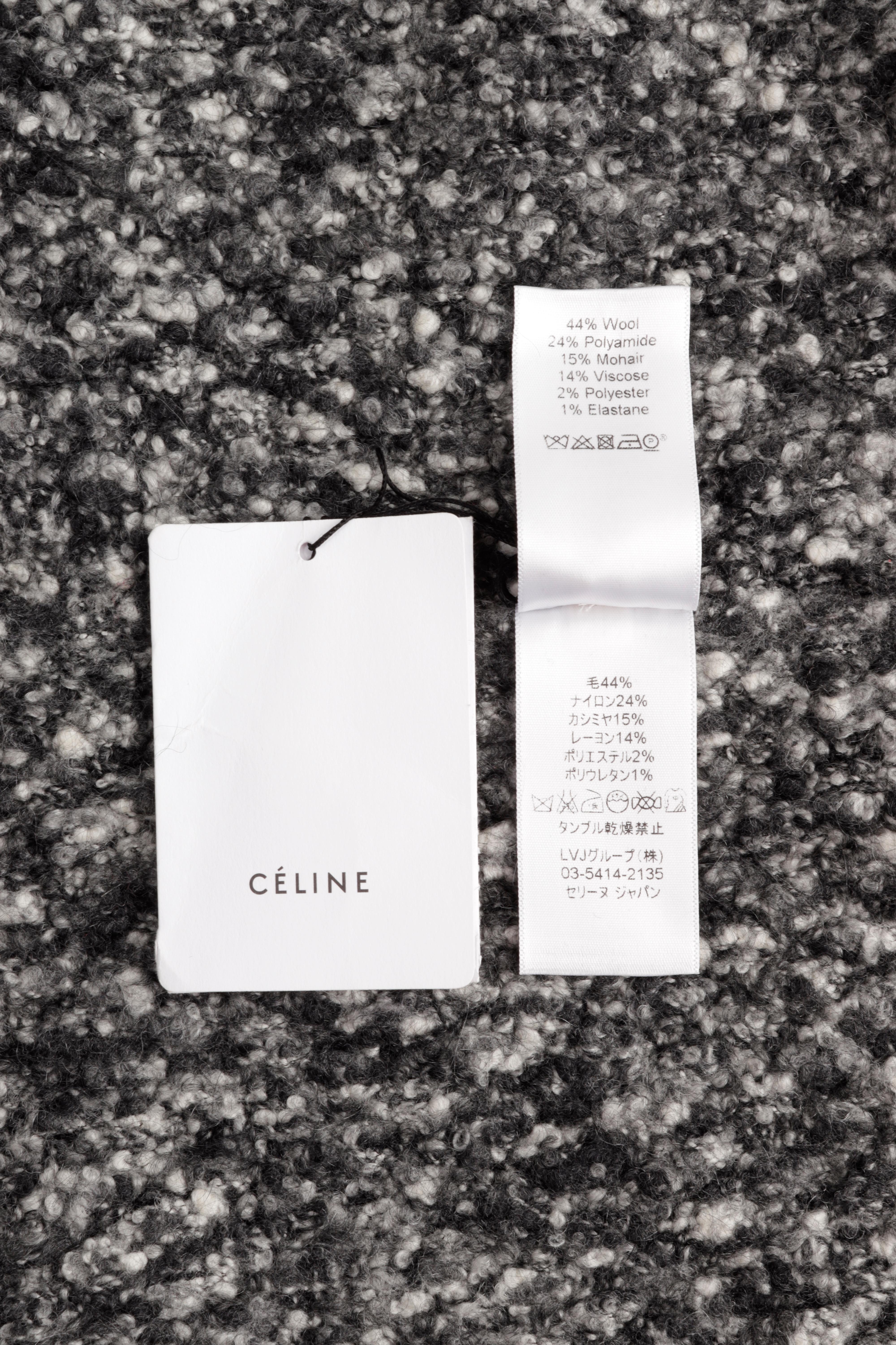 Celine Phoebe Philo A/I 2014: Top a portafoglio in maglia boucle in lana bianca e nera in vendita 5