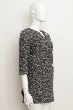 Celine Phoebe Philo A/W 2014 Runway Boucle Knit Wrap Top in Black White Wool