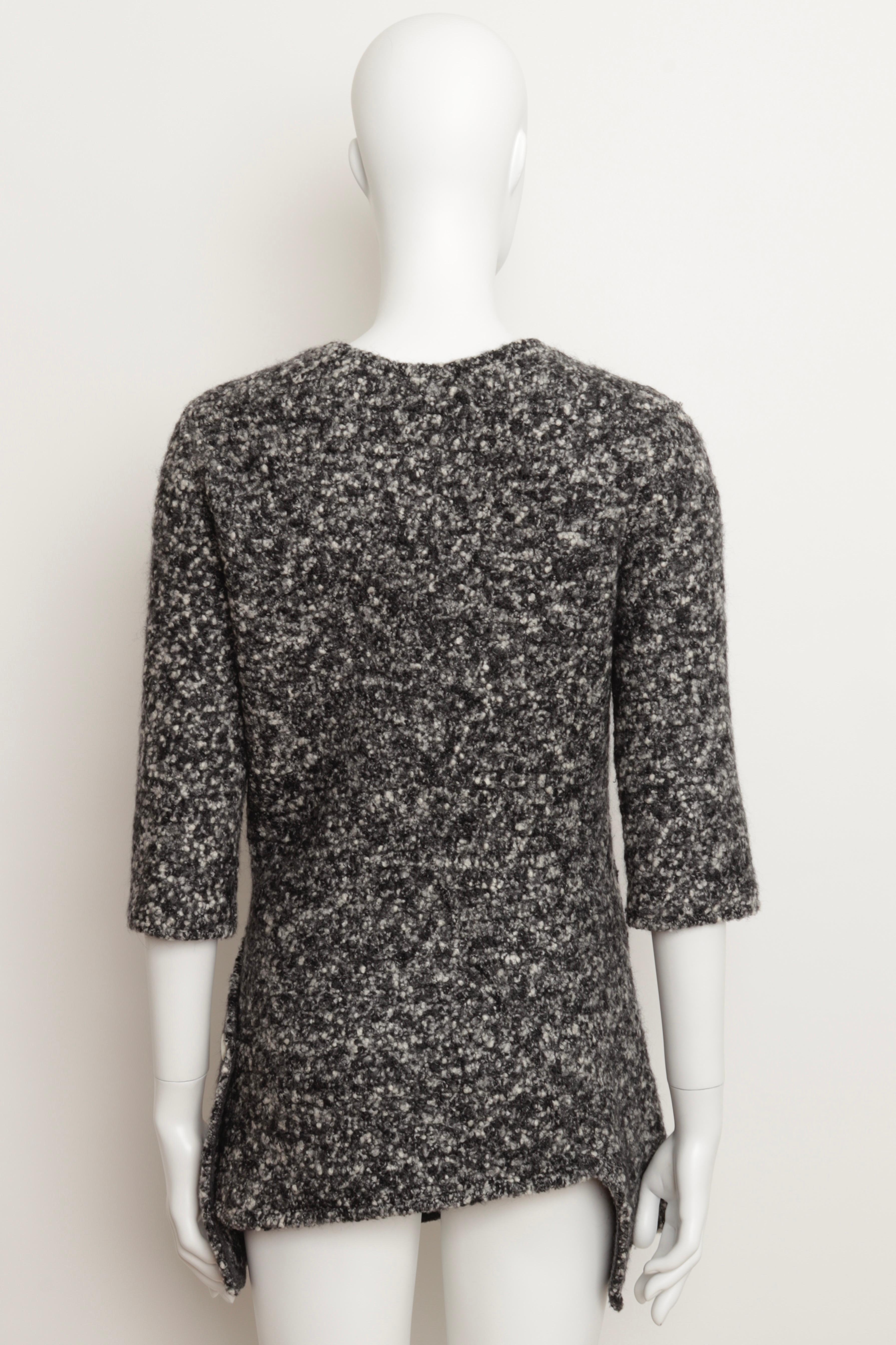 Celine Phoebe Philo A/I 2014: Top a portafoglio in maglia boucle in lana bianca e nera In condizioni ottime in vendita a London, GB