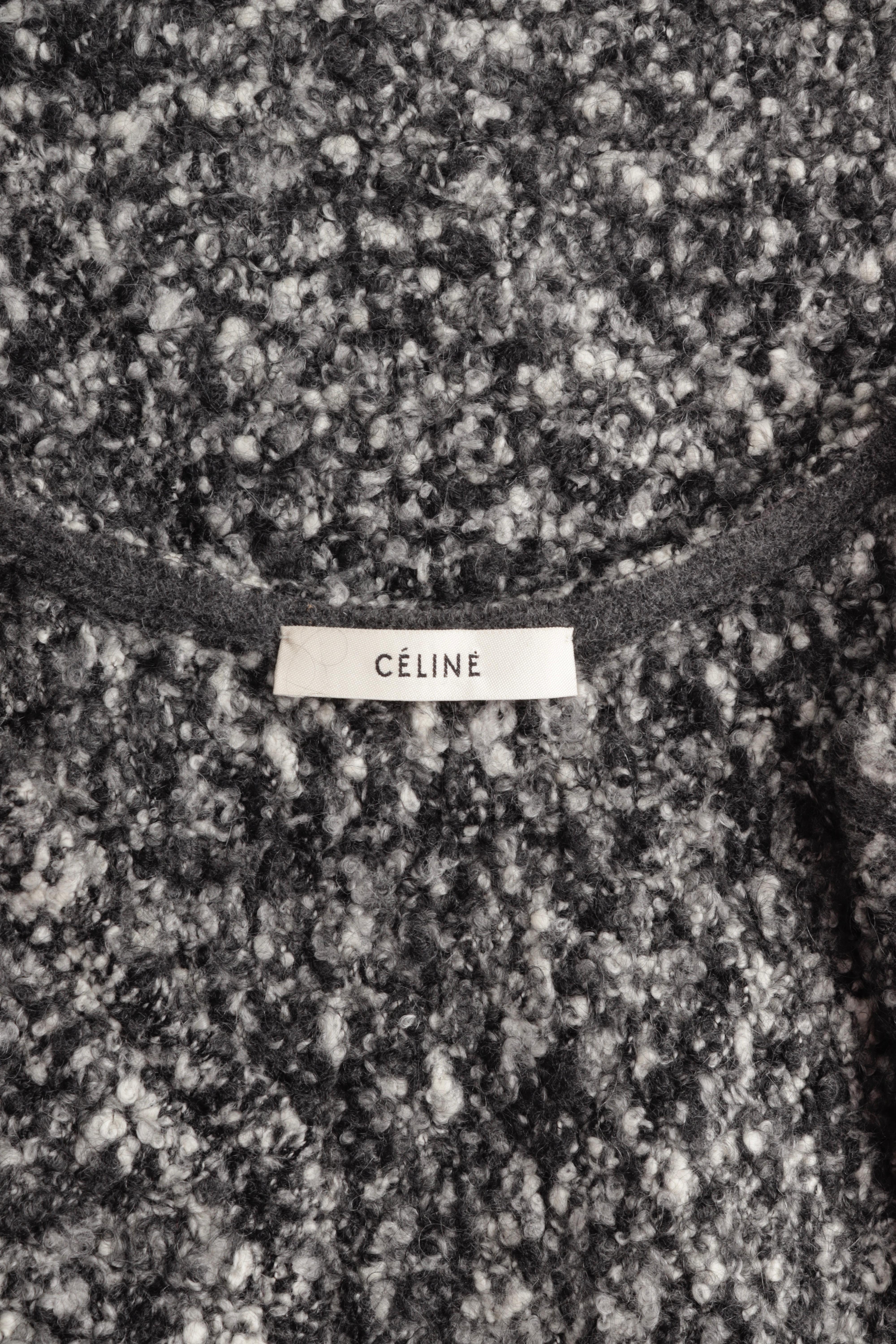 Celine Phoebe Philo A/I 2014: Top a portafoglio in maglia boucle in lana bianca e nera in vendita 3