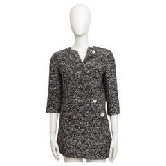 Celine Phoebe Philo A/W 2014 Runway Boucle Knit Wrap Top in Black White Wool