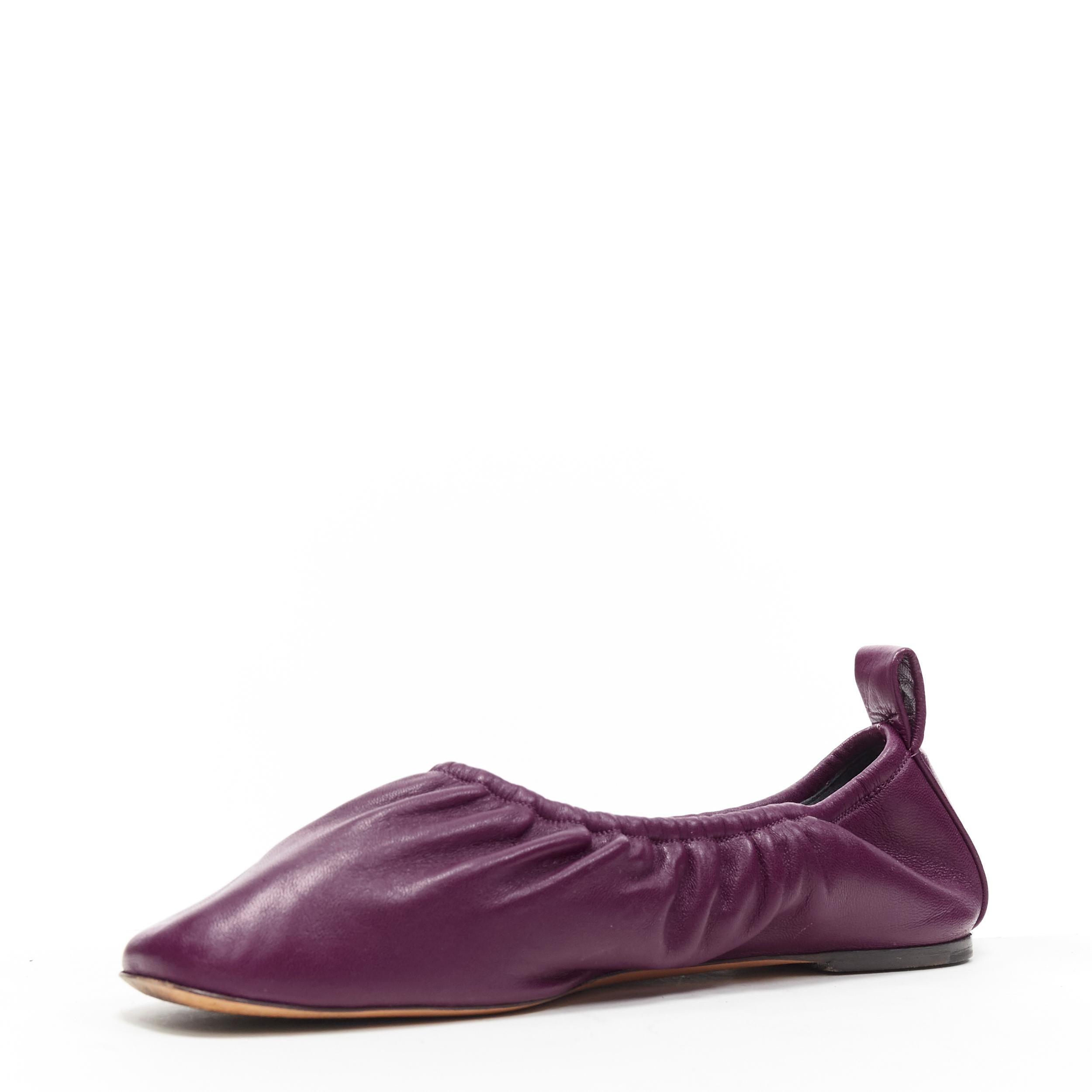 CELINE PHOEBE PHILO Bailarina redonda de piel suave morada berenjena EU37.5 en Excelente Estado en Hong Kong, NT