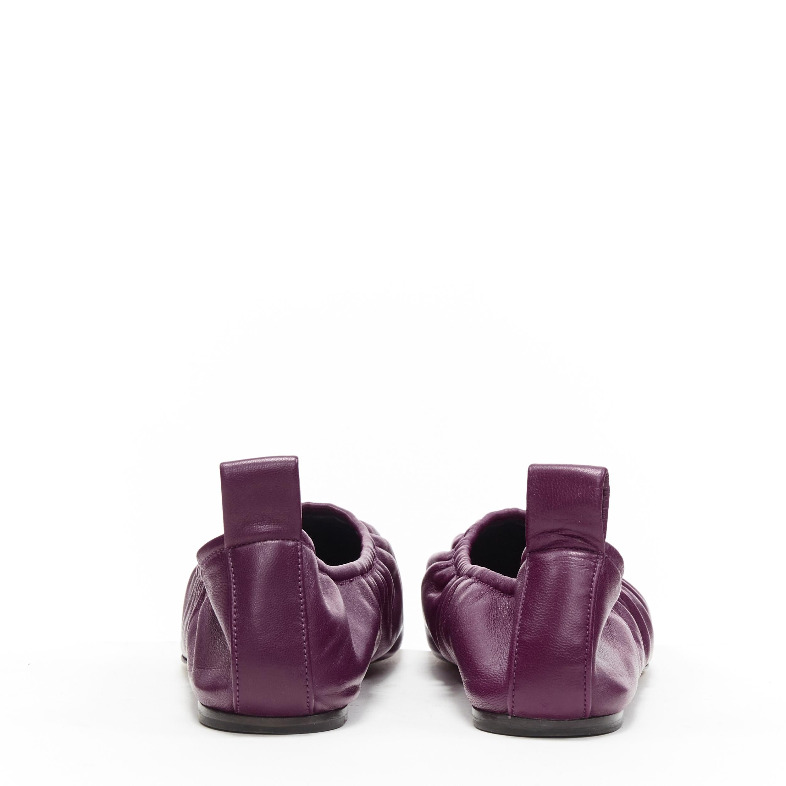 De las mujeres CELINE PHOEBE PHILO Bailarina redonda de piel suave morada berenjena EU37.5