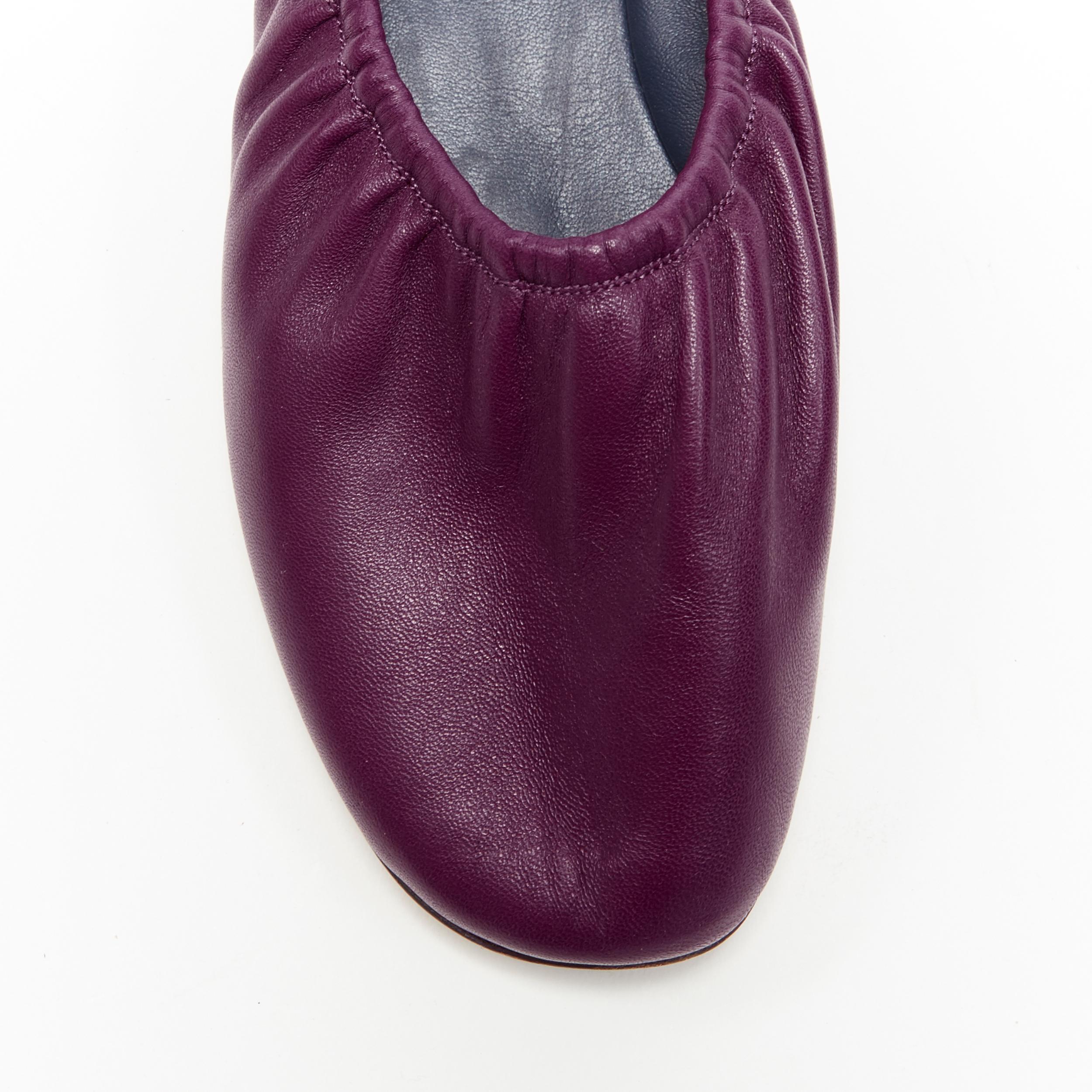 CELINE PHOEBE PHILO aubergine purple soft leather round ballerina flat EU37.5 In Excellent Condition In Hong Kong, NT