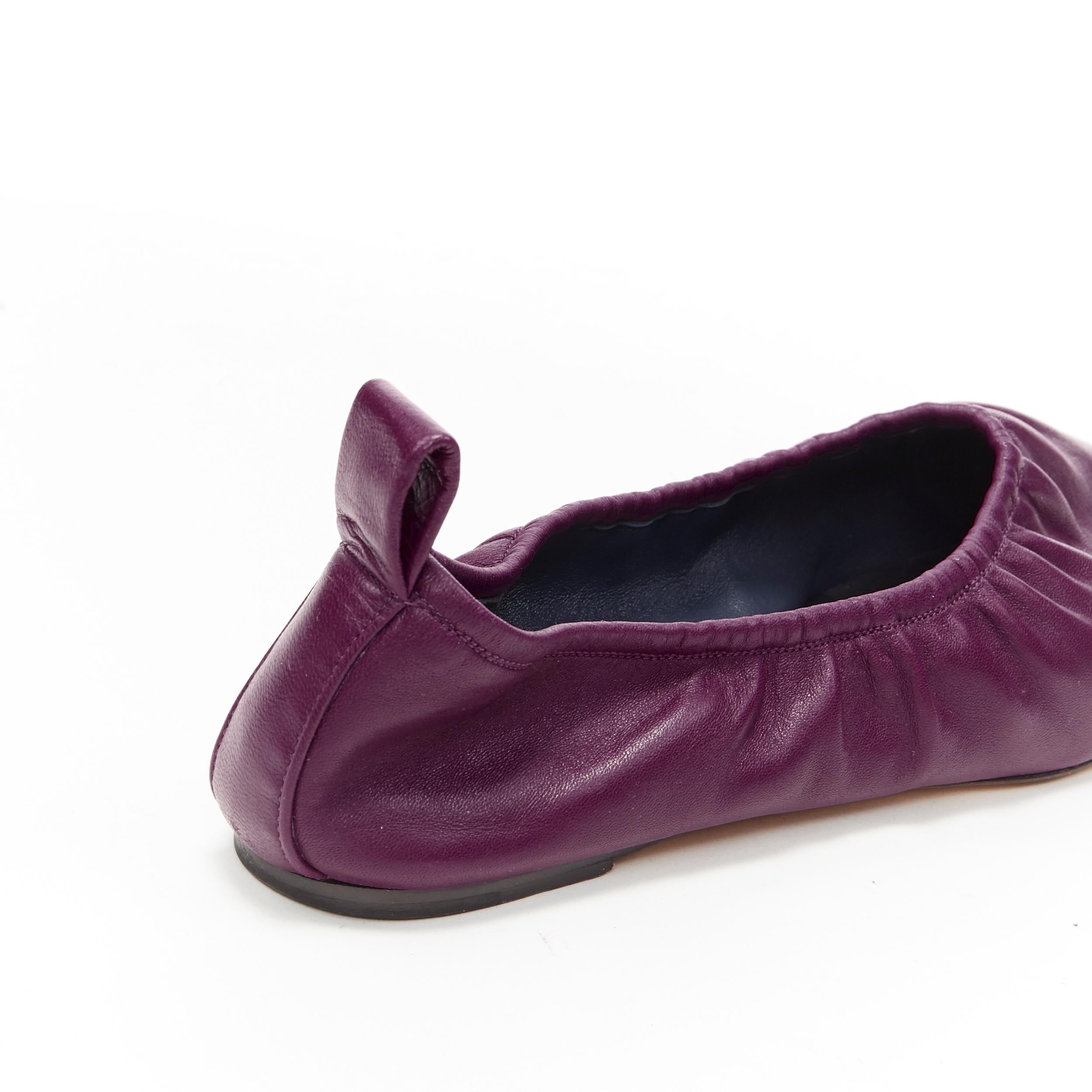 Women's CELINE PHOEBE PHILO aubergine purple soft leather round ballerina flat EU37.5