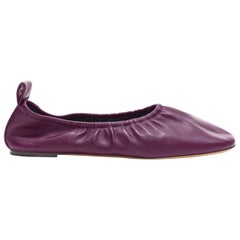 CELINE PHOEBE PHILO aubergine purple soft leather round ballerina flat EU37.5