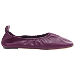 CELINE PHOEBE PHILO aubergine lila weiches Leder runde Ballerina flach EU37.5