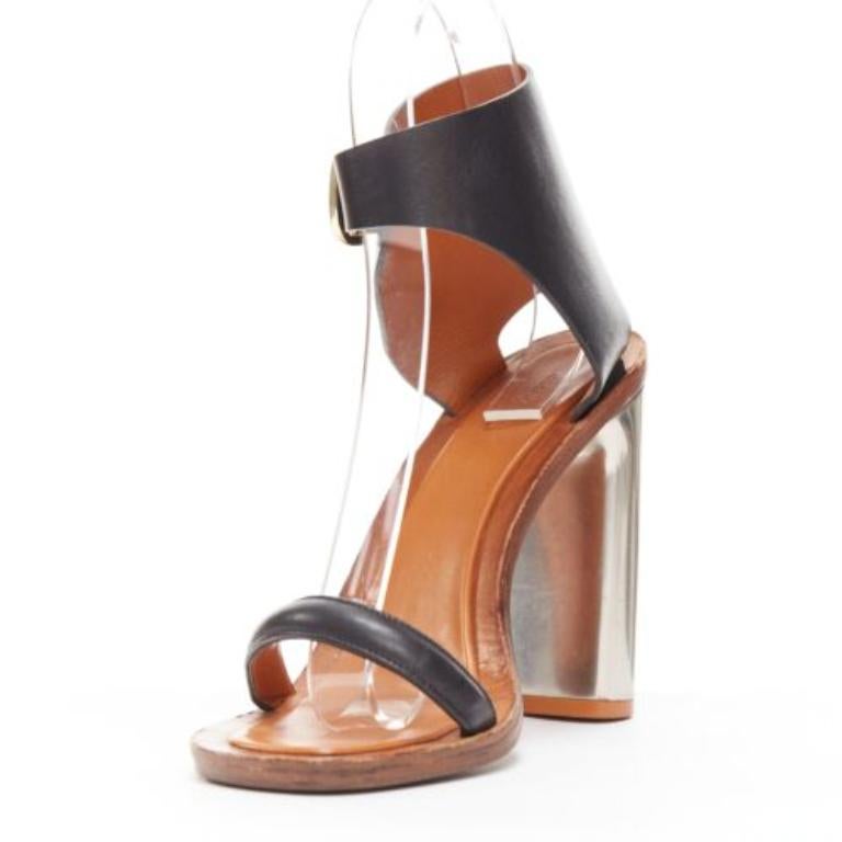 Celine Phoebe Philo Bam Bam nero open toe argento tacco a blocco EU37 In condizioni buone in vendita a Hong Kong, NT