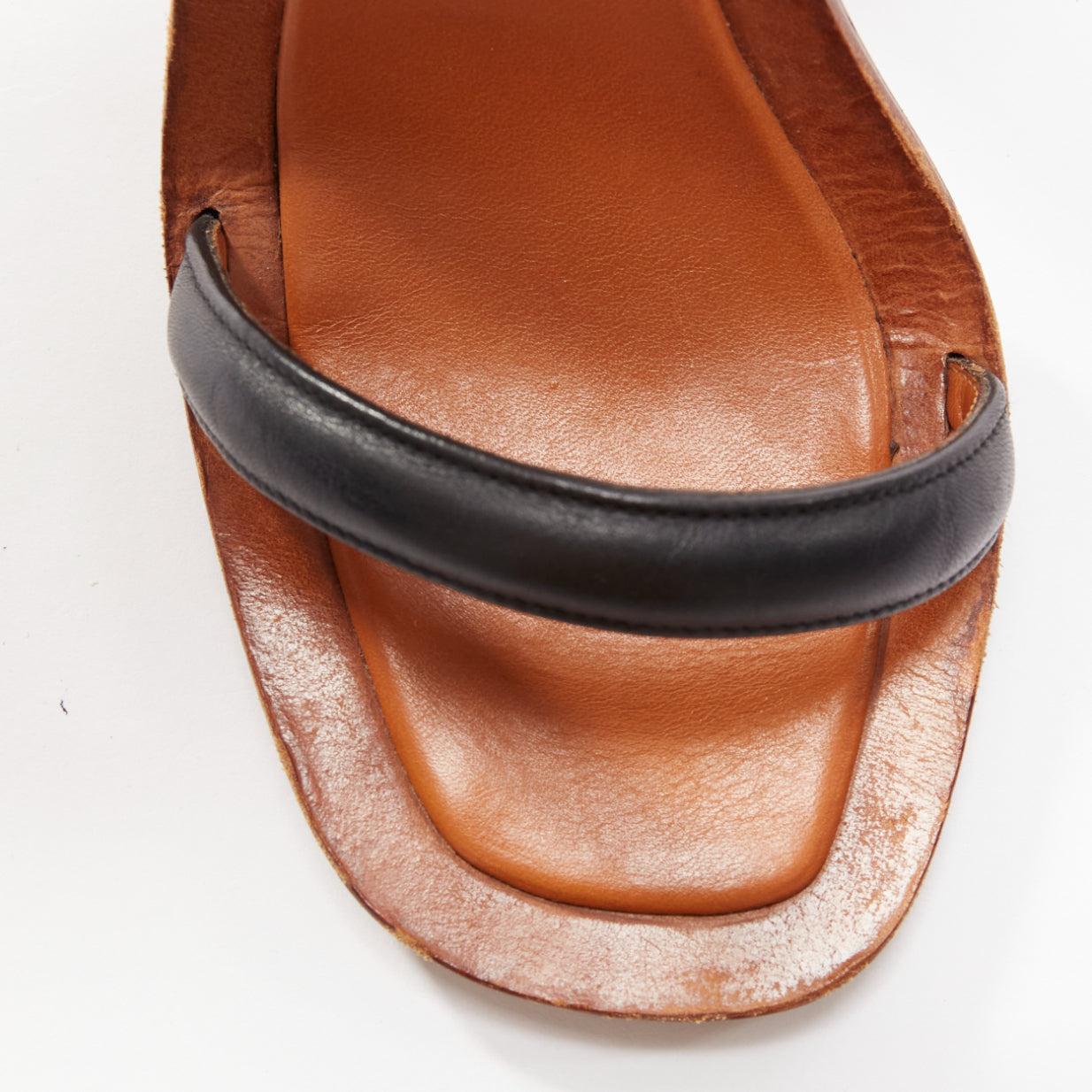 CELINE Phoebe Philo Bam Bam black open toe silver metal block heel sandal EU37 For Sale 2
