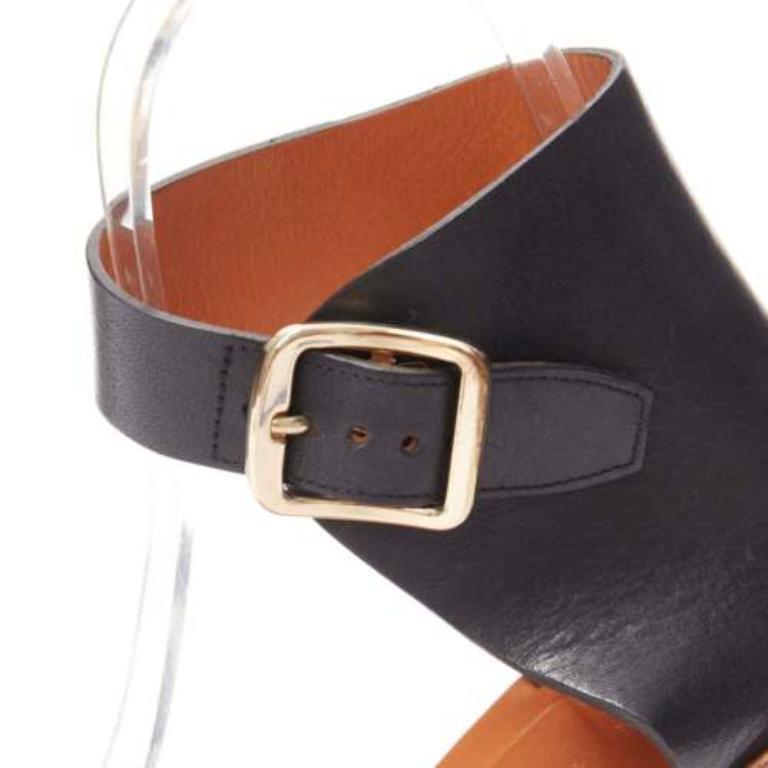 Celine Phoebe Philo Bam Bam nero open toe argento tacco a blocco EU37 in vendita 2