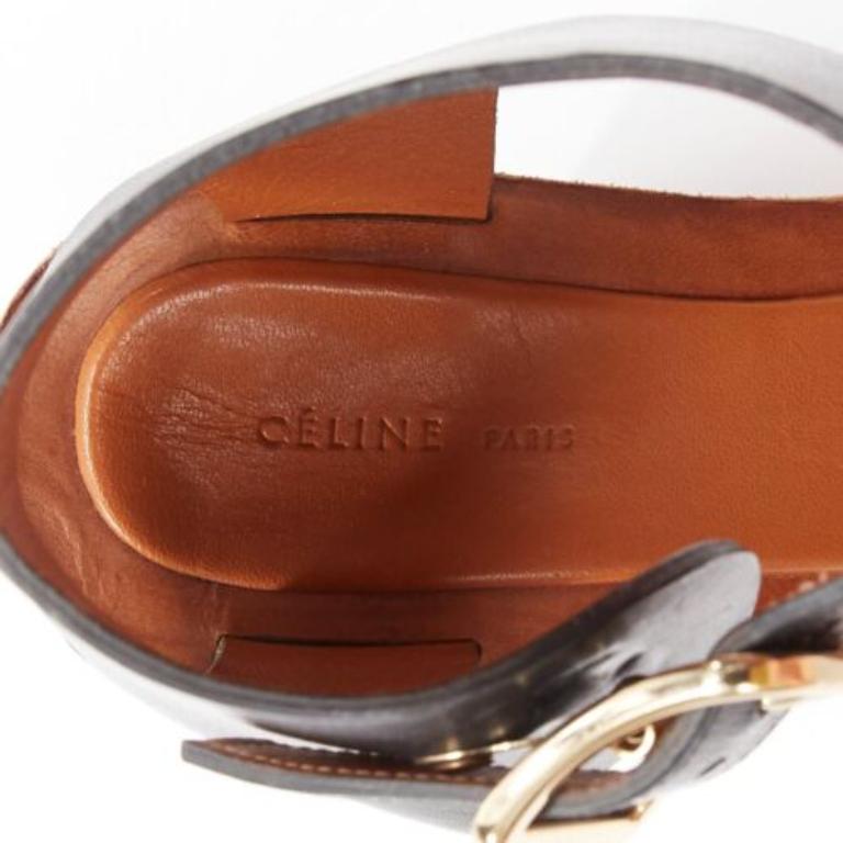 Celine Phoebe Philo Bam Bam nero open toe argento tacco a blocco EU37 in vendita 4