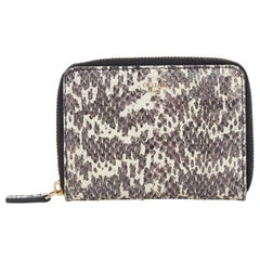 CELINE PHOEBE PHILO beige grey watersnake leather zip around short wallet