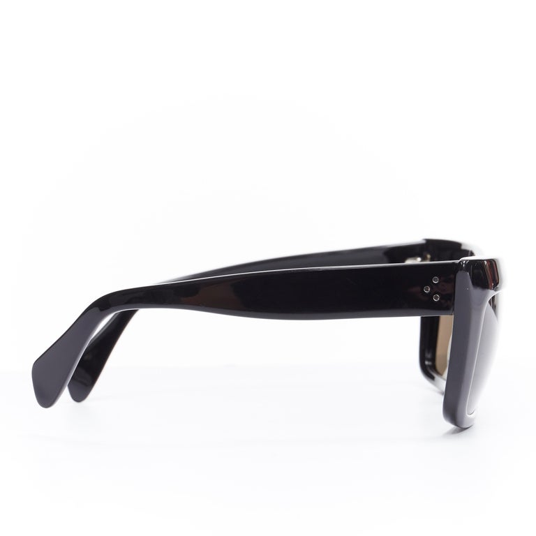 CELINE PHOEBE PHILO black angular thick frame grey lens sunglasses at
