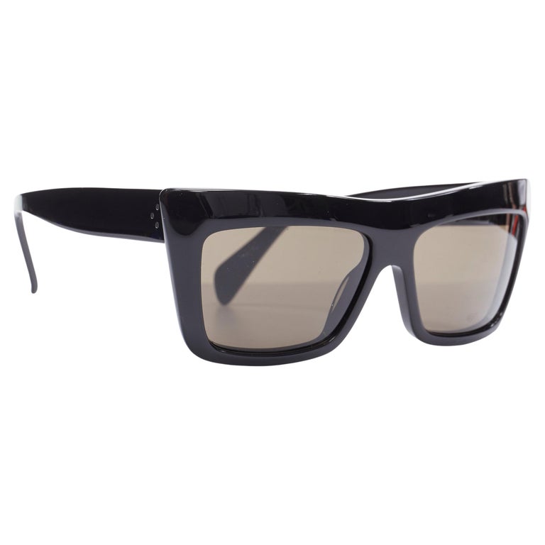CELINE PHOEBE PHILO black angular thick frame grey lens sunglasses at