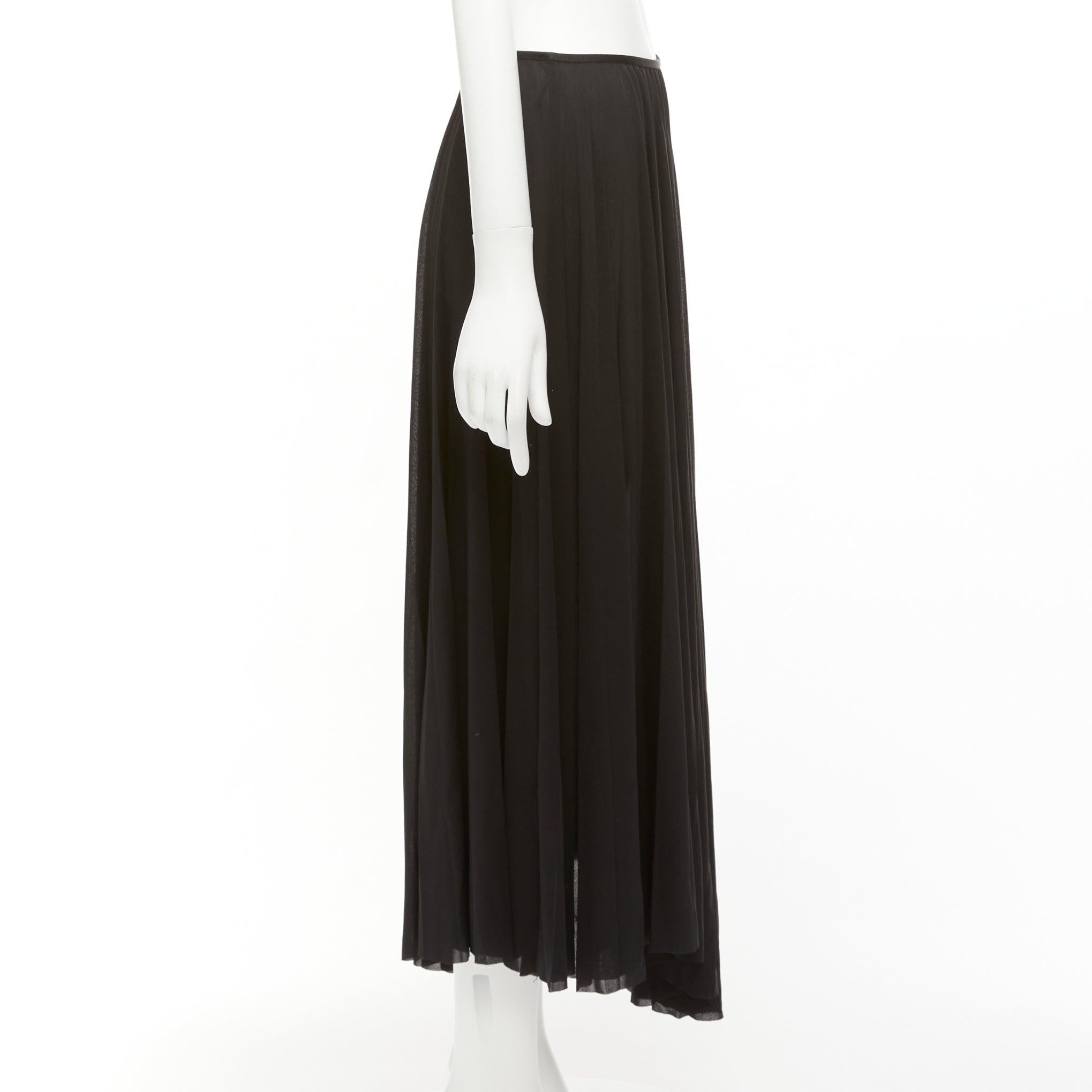 Women's CELINE Phoebe Philo black bias cut mesh pleated high low hem midi skirt FR36 S For Sale