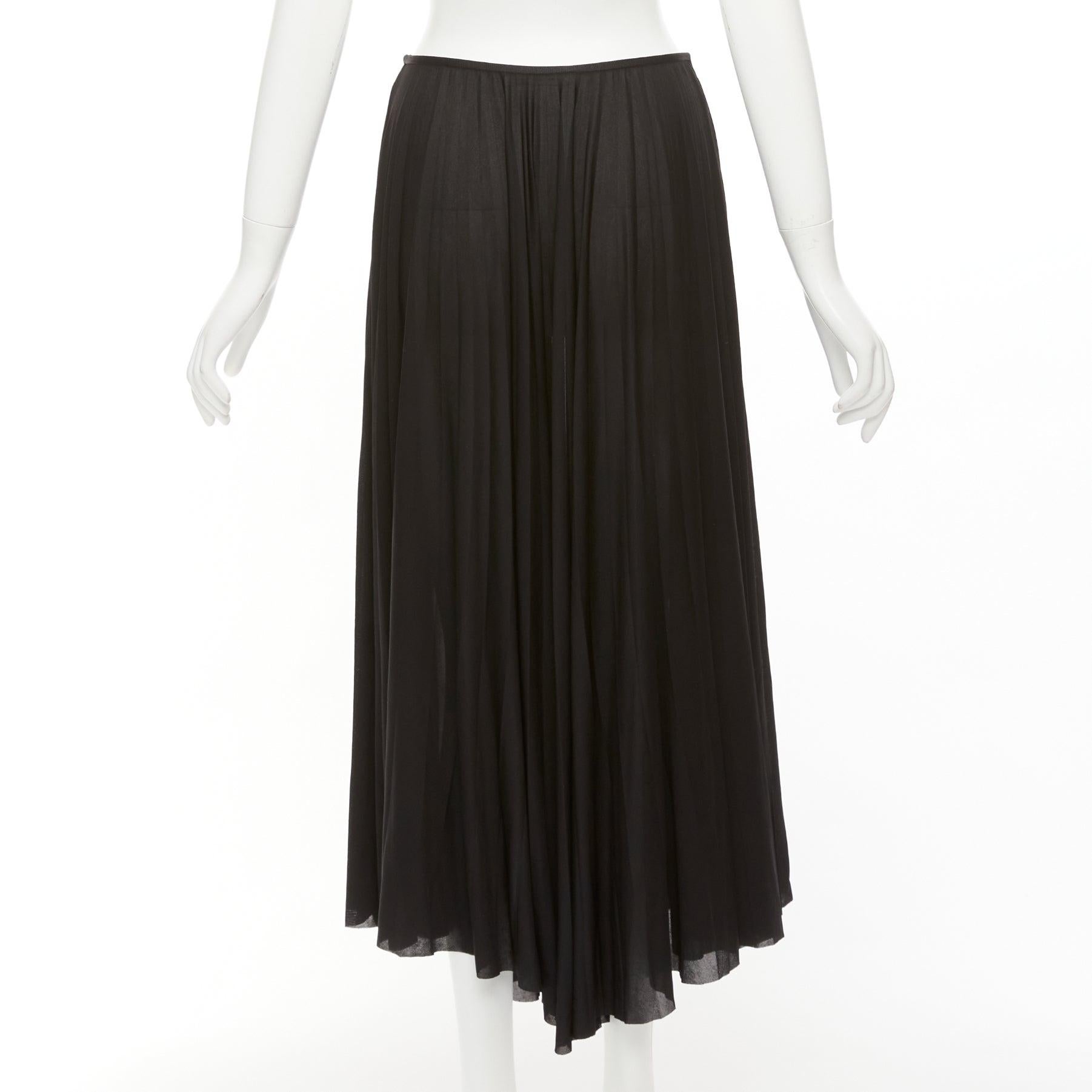 De las mujeres CELINE Phoebe Philo black bias cut mesh pleated high low hem midi skirt FR36 S en venta