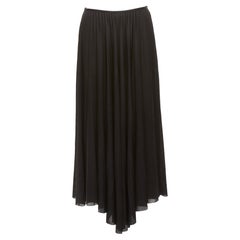 CELINE Phoebe Philo black bias cut mesh pleated high low hem midi skirt FR36 S