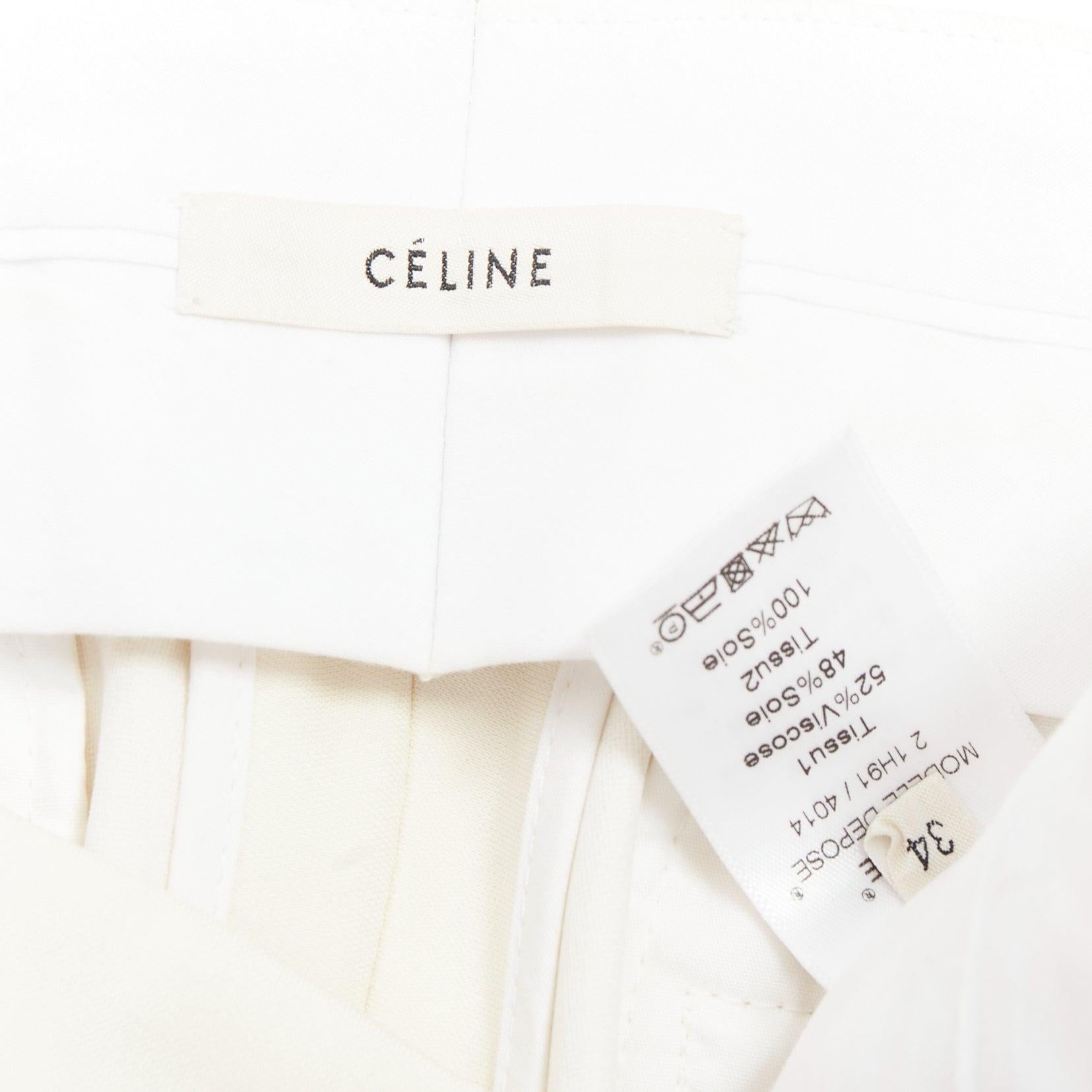 CELINE Phoebe Philo black cream sheer silk overlay wide pants FR34 XS 3